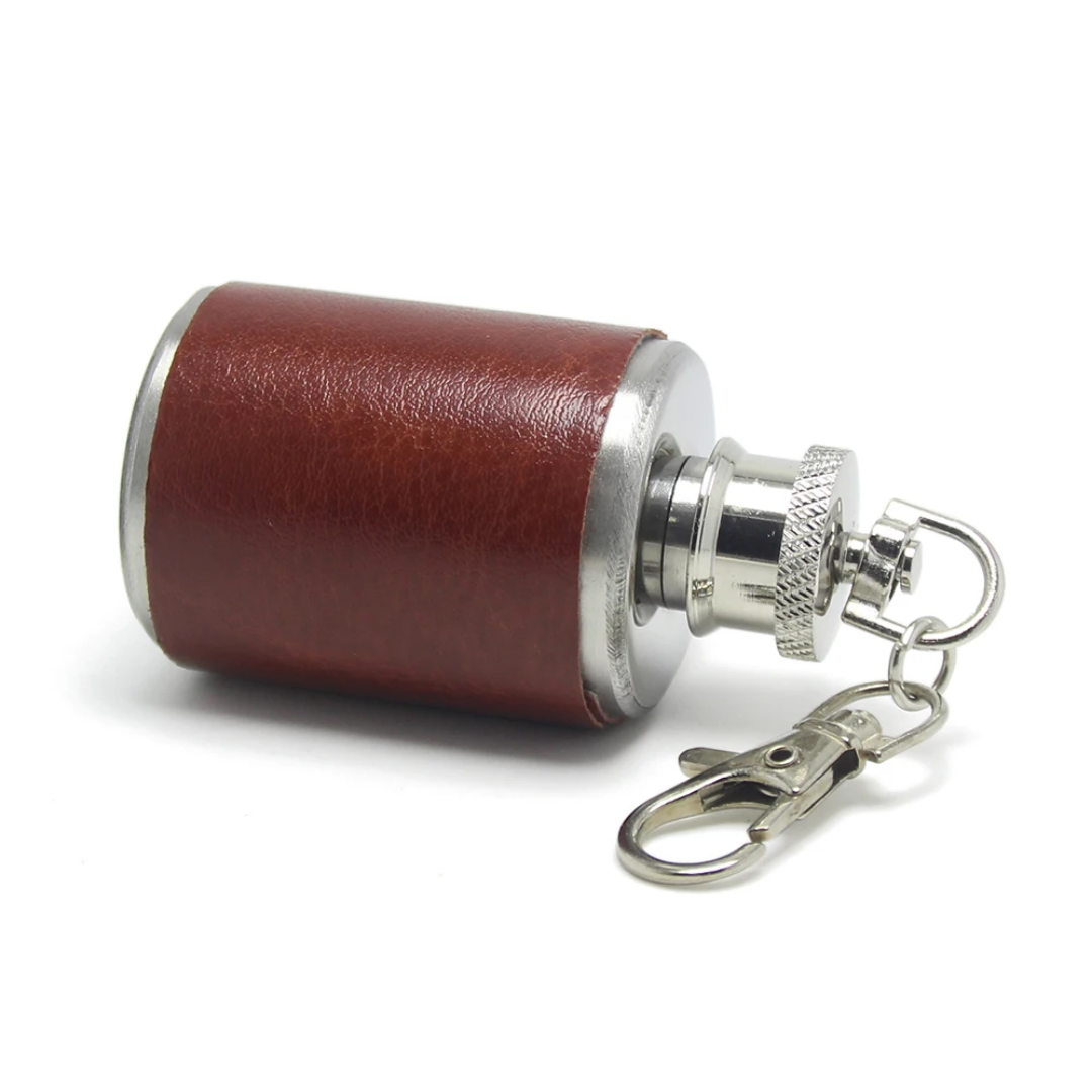 Geschenkset für Herren – Edelstahl-Flachmann mit Trichter, Mini-Flasche & Pfeife im Leder-Look